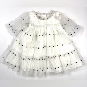 Nordstrom White and Black Polka Dot Kids Formal Dress